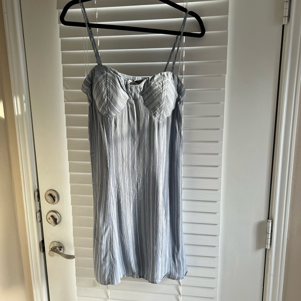 American Eagle blue and white striped removable strap dress